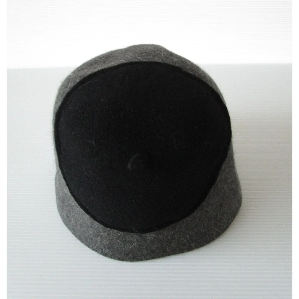 Vintage Rare Elvis Pompilio Designer Hat From Brussels Gray Black Wool Felt?
